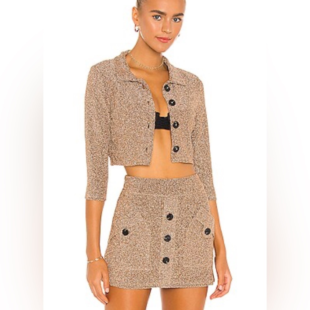 Devon Windsor Lila Jacket and Matching Skirt Set Gold NWT Size M